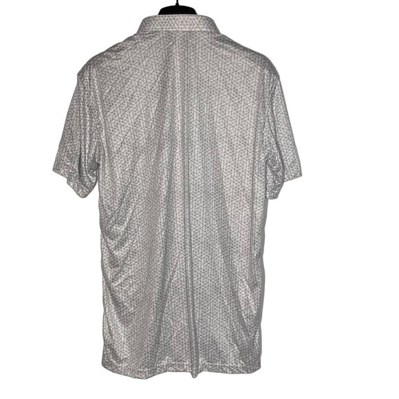 Collars & Co. Semi-Spread Collar Polo White Geometric Sz LG Short Sleeve - Picture 3 of 6